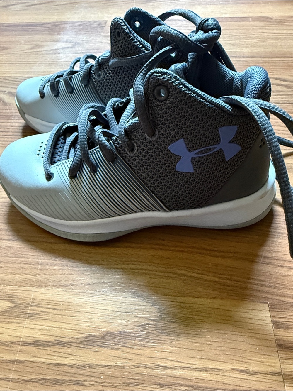 Under Armour Kids Gray High-Top Sneakers with Light Gray Accents